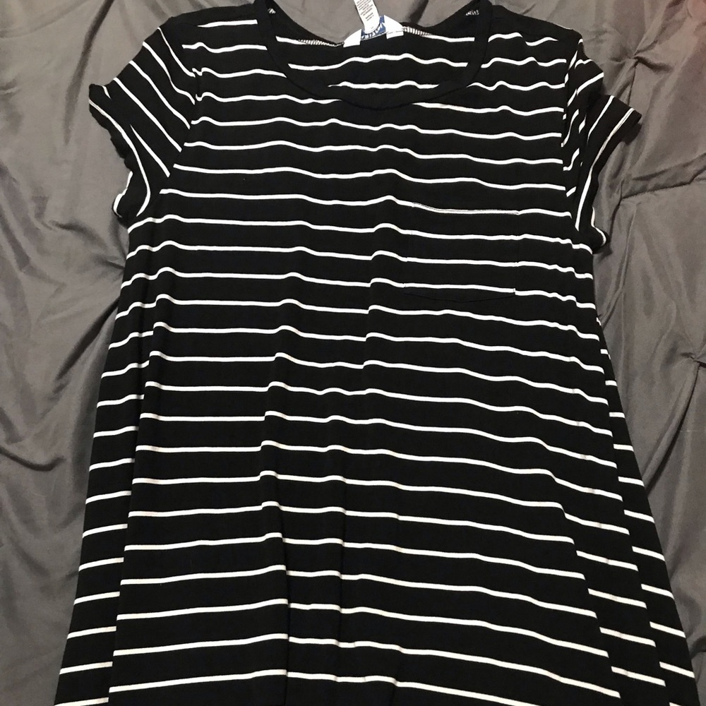 Black and white striped T-shirt dress